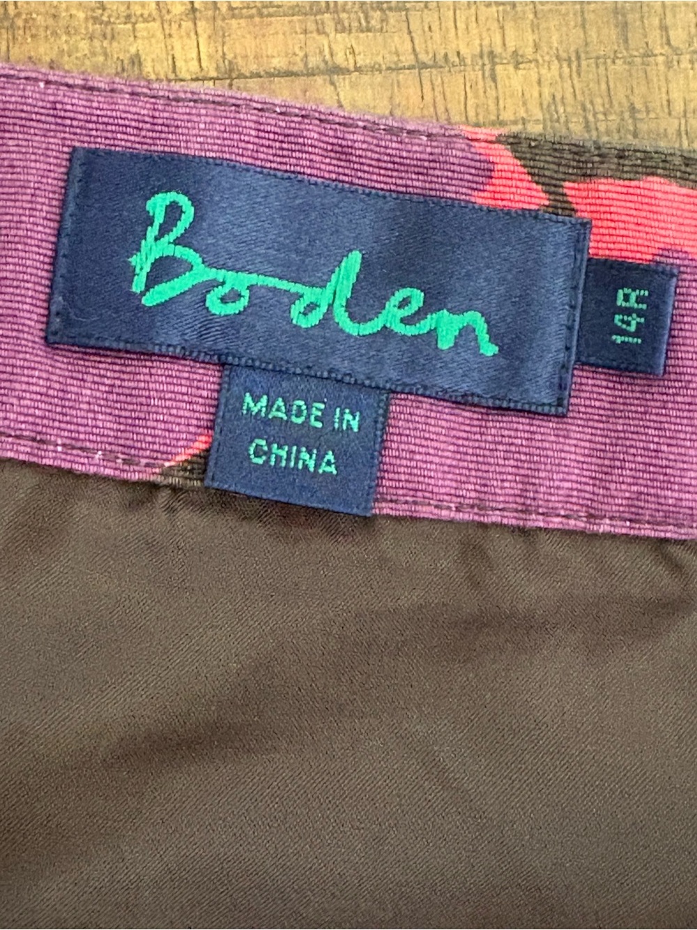 Boden Floral Print A-Line Skirt - Purple Pink on Brown - Picture 3 of 4
